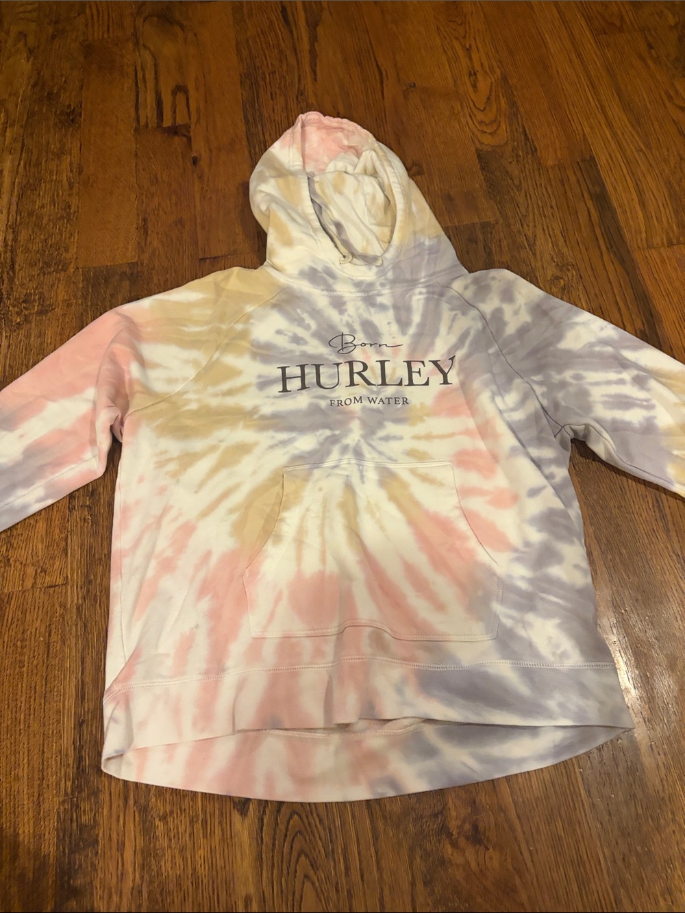 Hurley Pastel Tie-Dye Pullover Hoodie in Pink, Lavender & Cream